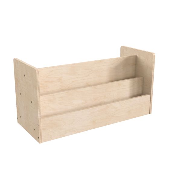 Bright Beginnings Commercial Grade Modular Double Sided 2 Tier Wooden Classroom Book Display Shelf, Natural