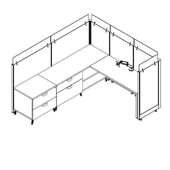 Friant Novo Workstation Cubicle Panel System, 7' x 8', Typical FH-1008