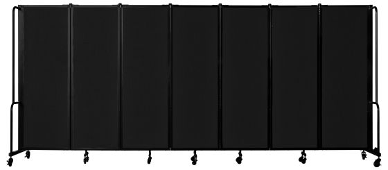 National Public Seating Room Divider, 6' Height, Expands to 164" Width, Black Panels, Black Frame - Model RDB6-7PT10