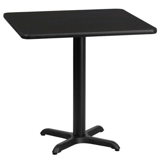 SolidCraft® Commercial 24" Square Laminate Restaurant Table & X Base-Black