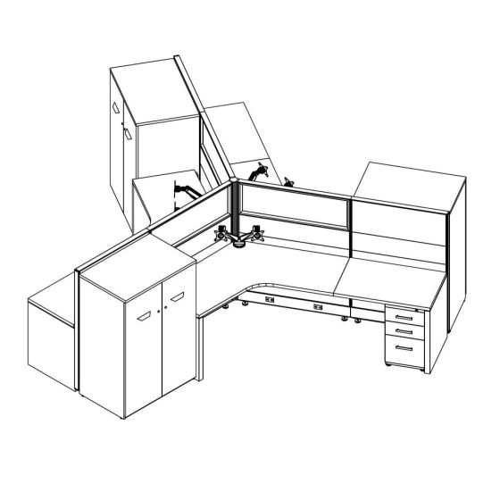 Friant Novo 3-Workstation Cubicle Panel System, 6.5' x 6.5' per Station, Typical FH-3000