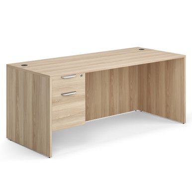 OS Laminate Collection Single 3/4 Pedestal Desk - 71'' x 30'' - American Elm