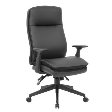 Arcadia High-Back Executive Task Chair, Black Vinyl, Black