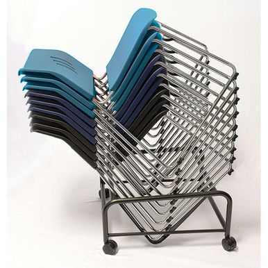 Everest Black Chair Dolly, Black, Silver