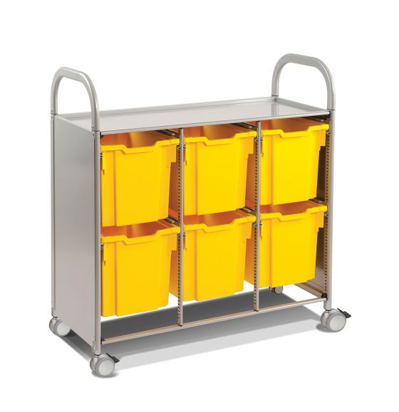 Gratnells Callero Plus Triple Column Cart with Casters and 6 Jumbo Trays