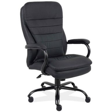Stalwart Big & Tall 400 LB Executive High-Back Chair with Black Frame, Black Leather Soft Vinyl, Black