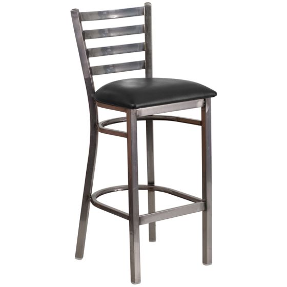 HUSKY Seating Ladder Back Commercial 500 LB Bar Stool with Steel Finish-Black