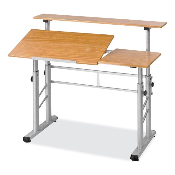 Safco Height-Adjust Split Level Drafting Table, Rectangular/Square, 47.25x29.75x26 to 37.25, Medium Oak