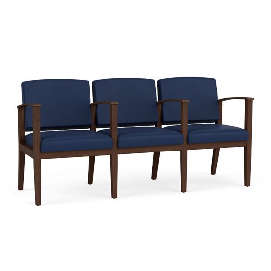 Lesro Amherst Wood® Heavy Duty 3 Seat With Center Arms Sofa