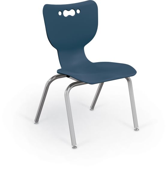 MooreCo Hierarchy 4-Leg School Chair, 14" Height, Chrome Frame, Navy Shell