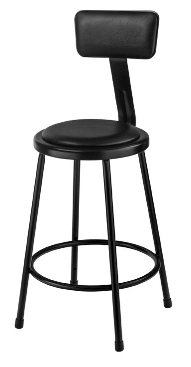 4 PACK NPS 6400 Series 24" Black Vinyl Padded Stools With Backrest