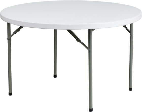 Pro-Tough Round Granite White Plastic Folding Table 48"