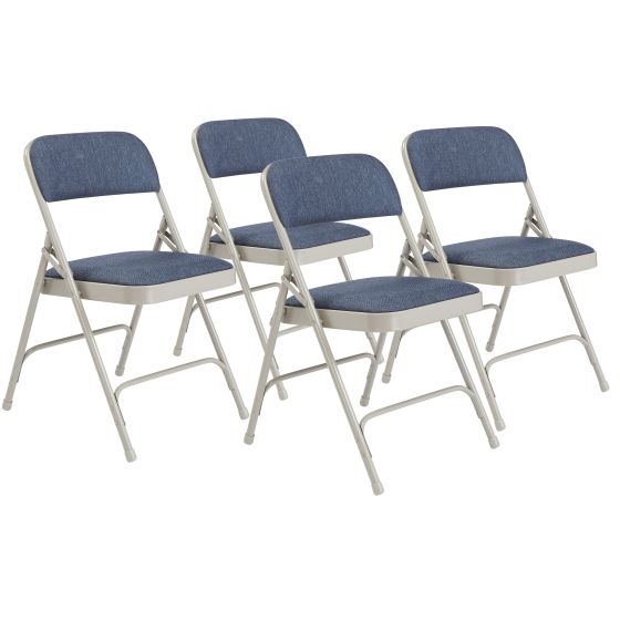 4 PACK National Public Seating 2200 Series Fabric Padded Metal Folding Chair-Blue