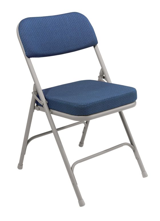 2 PACK National Public Seating 3200 Series Comfort Padded Metal Folding Chair-Navy Blue