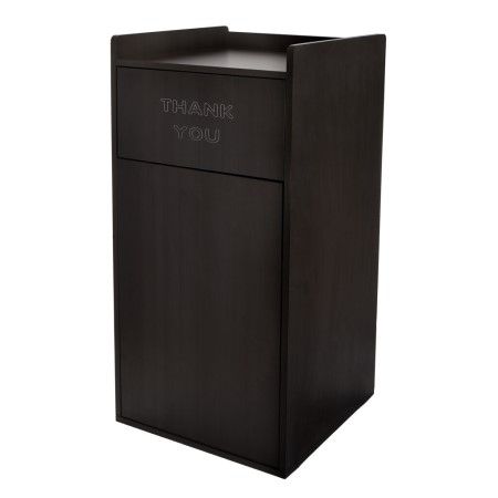 Alpine Industries Black 40 Gallon Wood Receptacle Enclosure with Push Door and Tray Shelf