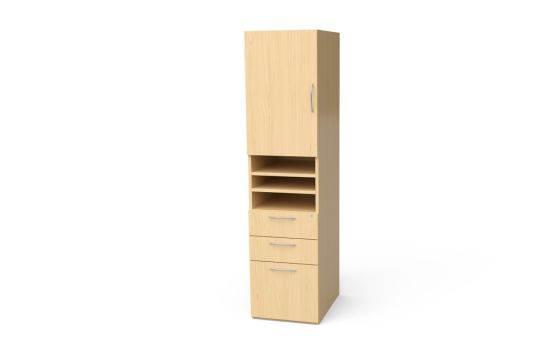 Indiana Furniture Canvas Wardrobe Storage Unit with Two Adjustable Shelves Behind touch Latch Door, Two Adjustable Shelves In Center, Two Box Drawers and One File Drawer, Left Hinged Door - 18" X 84"