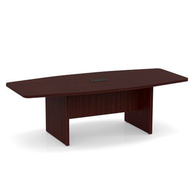 OS Boat Shaped Conference Table with Slab Base - 95'', Mahogany