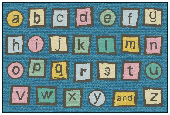 Carpets for Kids KID$Value Alphabet Blocks, Tranquil Colors Value Rug, 3ft x 4ft 6in, Rectangle Dark Blue