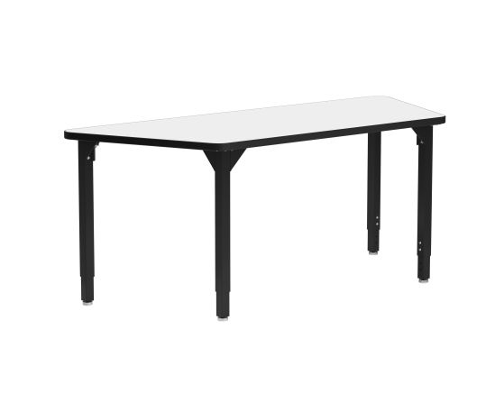NPS® Heavy-Duty Height Adjustable Activity Table, 30" x 54" Trapezoid, Whiteboard Top, Black Legs