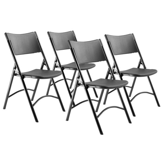 4 PACK National Public Seating 600 Series Resin Plastic Folding Chair Commercial-Black - Model 610