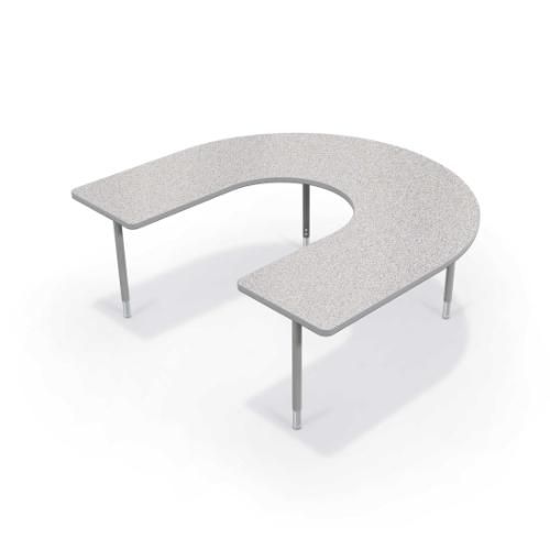 MooreCo Hierarchy Activity Table, Horseshoe – Platinum Legs, 22" – 32"H x 66"W x 60"D