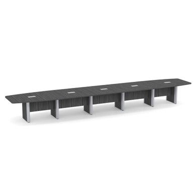 OS Laminate Boat Shaped 22' Conference Table with Elliptical Base - Coastal Gray