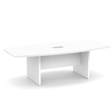 OS Boat Shaped Conference Table with Slab Base - 95'', White