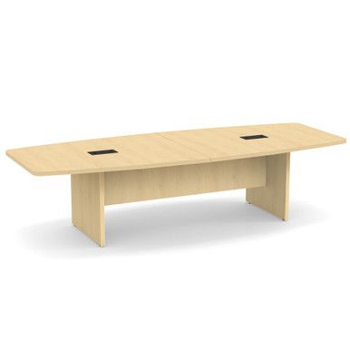 OS Boat Shaped Conference Table with Slab Base - 10', Maple