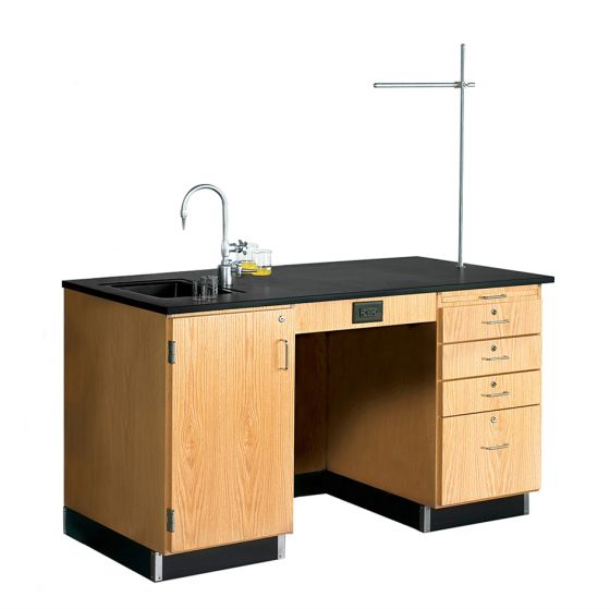 Diversified Spaces 5' Instructor's Desk with Epoxy Resin Top - Left Side Sink and Fixtures Included