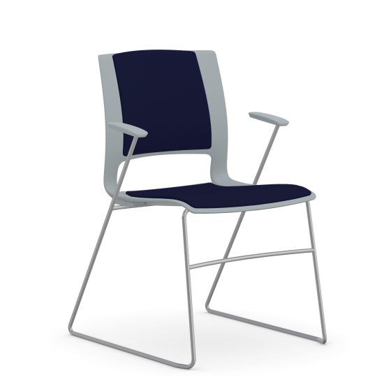 9to5 Seating Vox 300 LB Sled Base Stacking Guest Chair, Fully Upholstered, Cloud Gray Arms