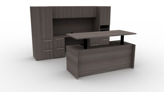 Indiana Furniture Canvas Sit-Stand Desk with Deluxe Storage Credenza