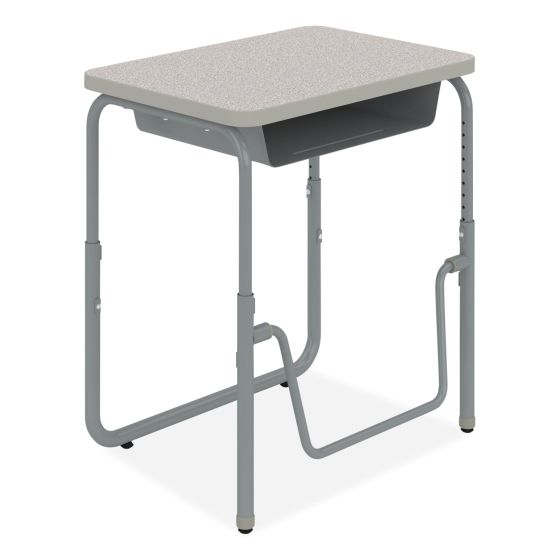 Safco AlphaBetter 2.0 Height-Adjustable Student Desk with Pendulum Bar, 27.75" x 19.75" x 22" to 30", Pebble Gray
