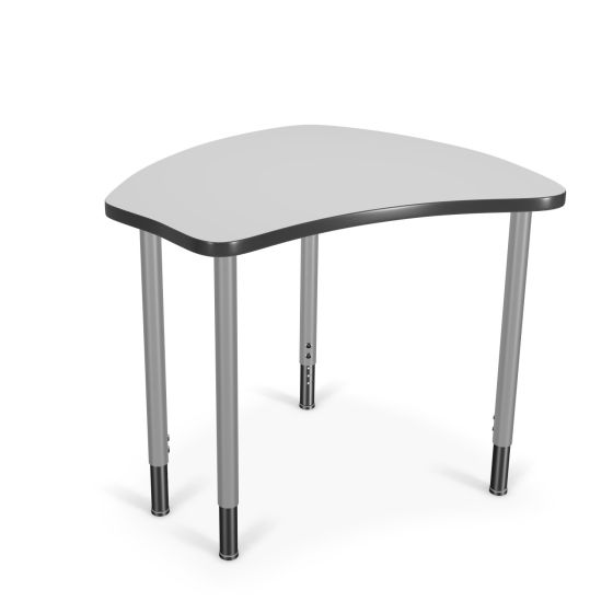 MooreCo Hierarchy Shapes Student Desk – Standard – Platinum Legs, 22" – 32"H x 29.9"W x 28.4"D