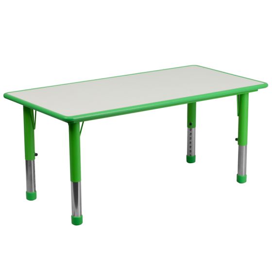 24" W x 48" L Gray Laminate Activity Table-Green