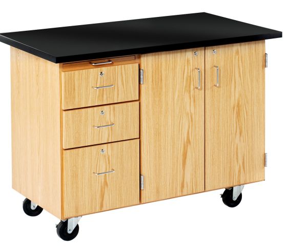 Diversified Spaces Mobile Lab with 3 Drawers, Storage, with Solid Top