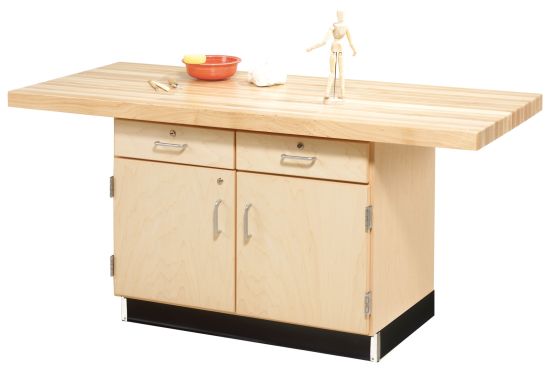 Diversified Spaces 2 Station Workbench with Cabinet and Drawers