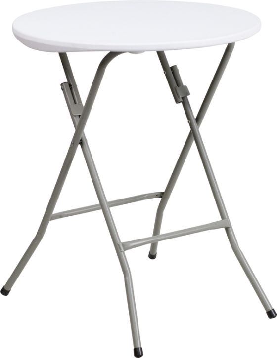 Pro-Tough Round Granite White Plastic Folding Table 24"