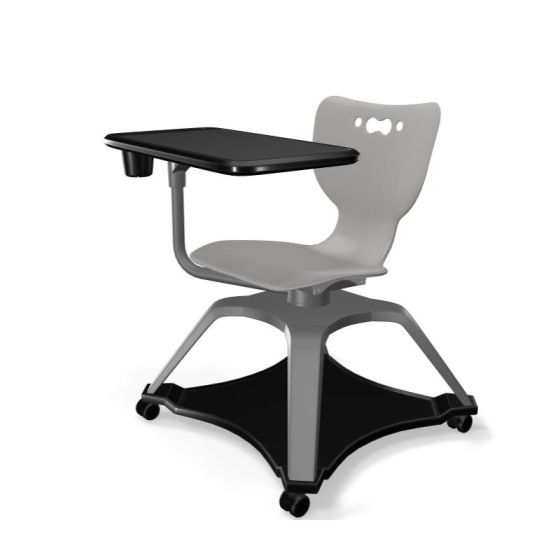 MooreCo Hierarchy Enroll Chair, Armless Shell with Tablet Arm, Cup Holder, and Soft Casters, 32.4"H x 25.6"W x 25.6"D
