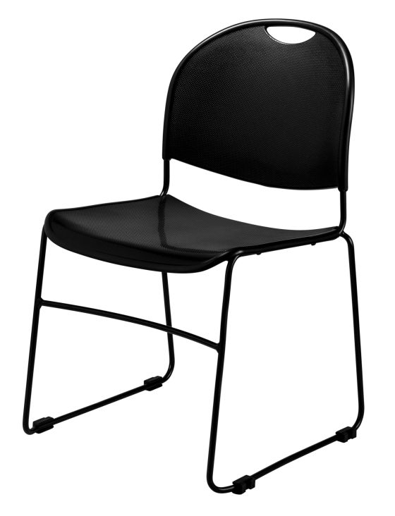 4 PACK Compact Plastic Stack Chair with Ganging by NPS Commercialine-Black