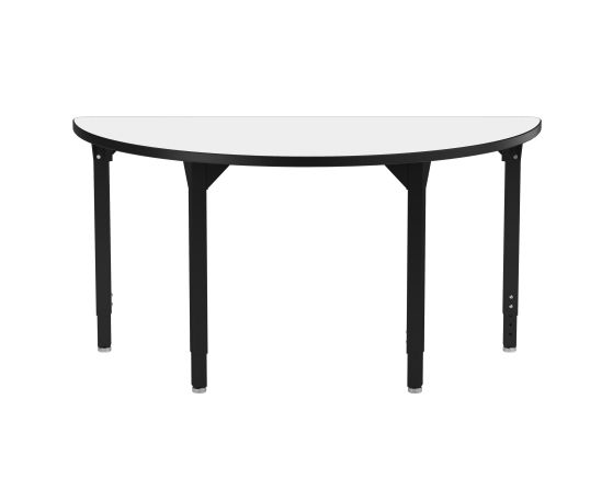 NPS® Heavy-Duty Height Adjustable Activity Table, 48" Semicircle, Whiteboard Top, Black Legs