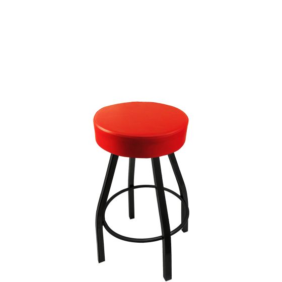 Heavy Duty 500 LB Button Top Swivel Bar Stool with Black Powder Coat Frame - Counter Height - Red Vinyl