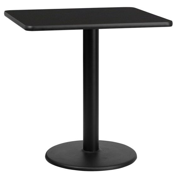 SolidCraft® Commercial 30" Square Laminate Restaurant Table & Round Base-Black