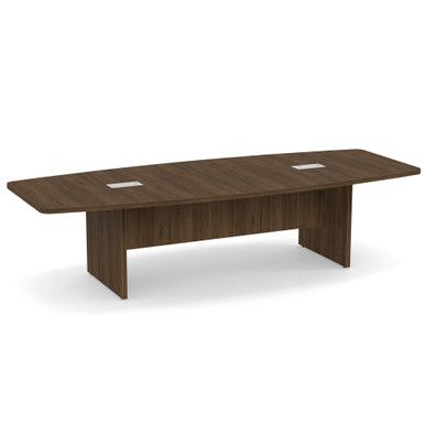 OS Boat Shaped Conference Table with Slab Base - 10', Modern Walnut