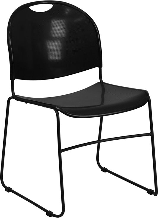 HUSKY Seating 880 lb. Compact Commercial Stack Chair with Sled Base-Black