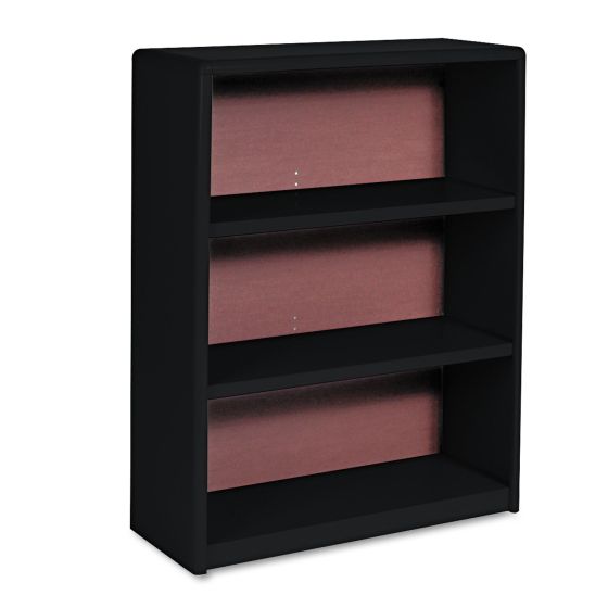 Safco Value Mate Series Metal Bookcase, Three-Shelf, 31.75w x 13.5d x 41h, Black