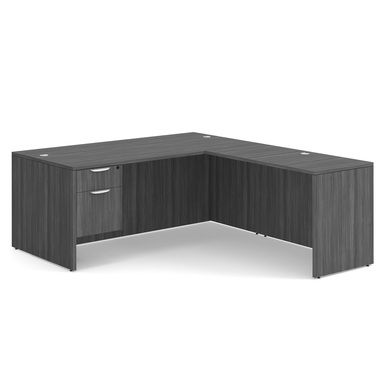 OS Laminate Collection Single 3/4 Pedestal "L" Desk - 71" x 83" - Coastal Gray