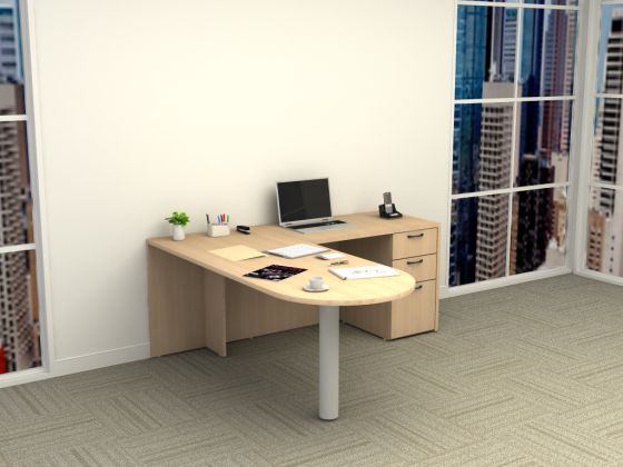 Indiana Furniture Canvas L Shape Desk with Peninsula Top