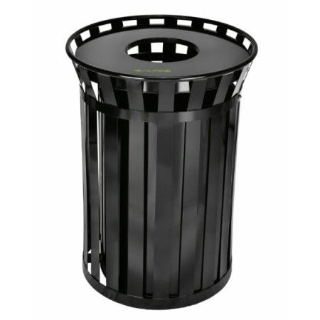 Alpine Industries Outdoor Metal Waste Receptacle - 38 Gallon, Black