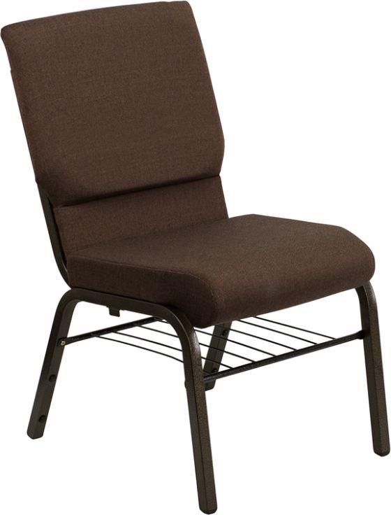 HUSKY Seating® 800 LB Heavy Duty Ganging Auditorium Chair - Gold Vein & Book Rack-Brown