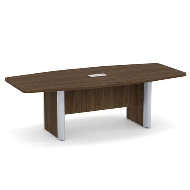 OS Boat Shaped Conference Table with Elliptical Base - 8', Modern Walnut